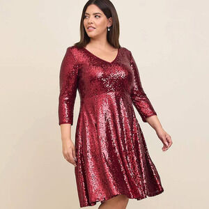 New Torrid 3 (3X 22/24)‎ Red Sequin Sparkle Cocktail Party Mini Skater Dress